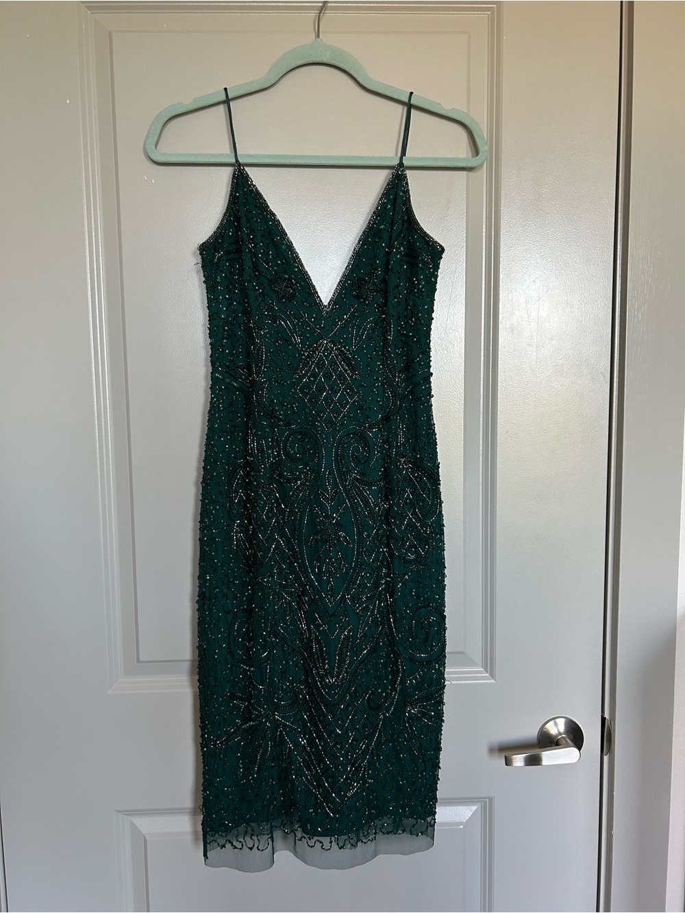 Gianni Bini Emerald Green Beaded Midi Dress